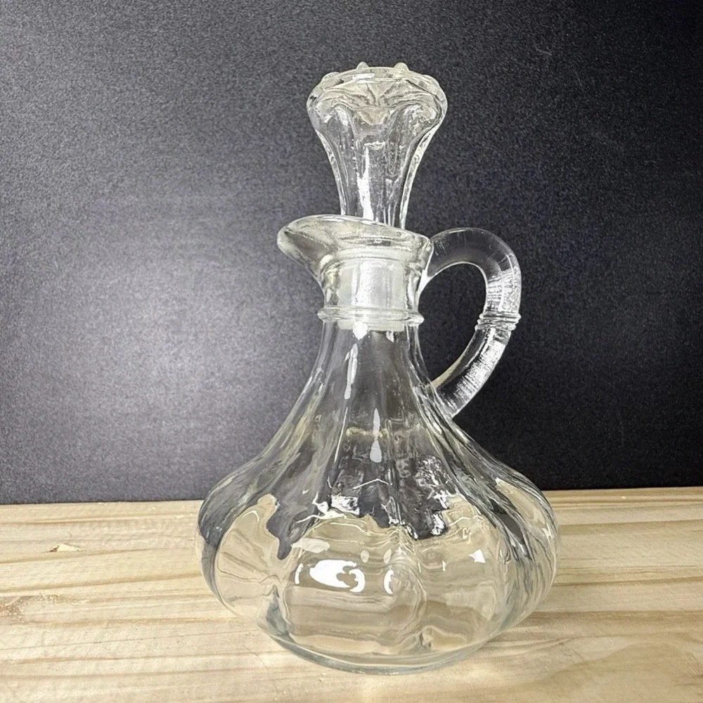 Vintage Anchor Hocking‎ MCM Vinegar Oil Cruet Decanter Bottle & Glass Stopper